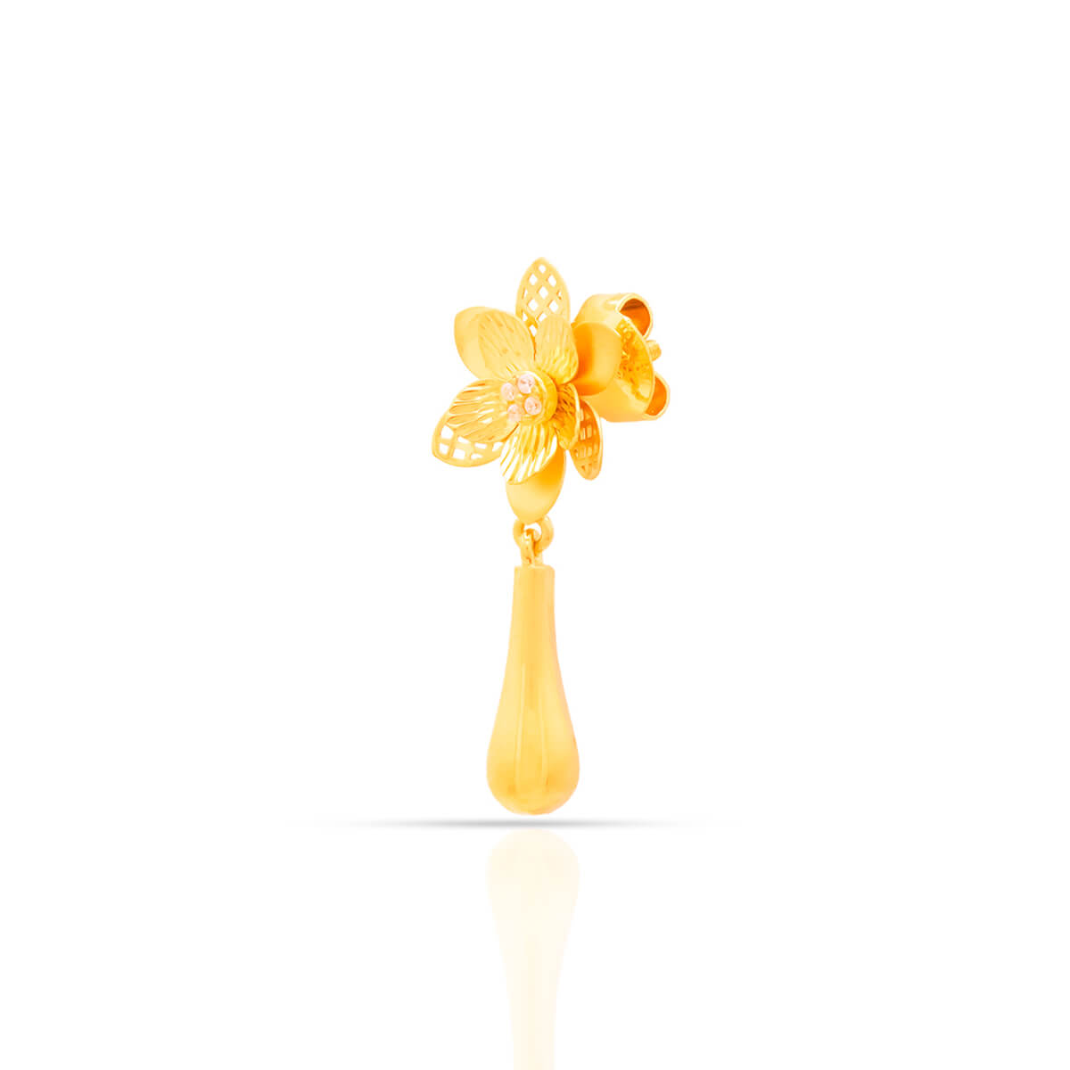 Charming 22K Gold Dangler Earrings with Floral Design