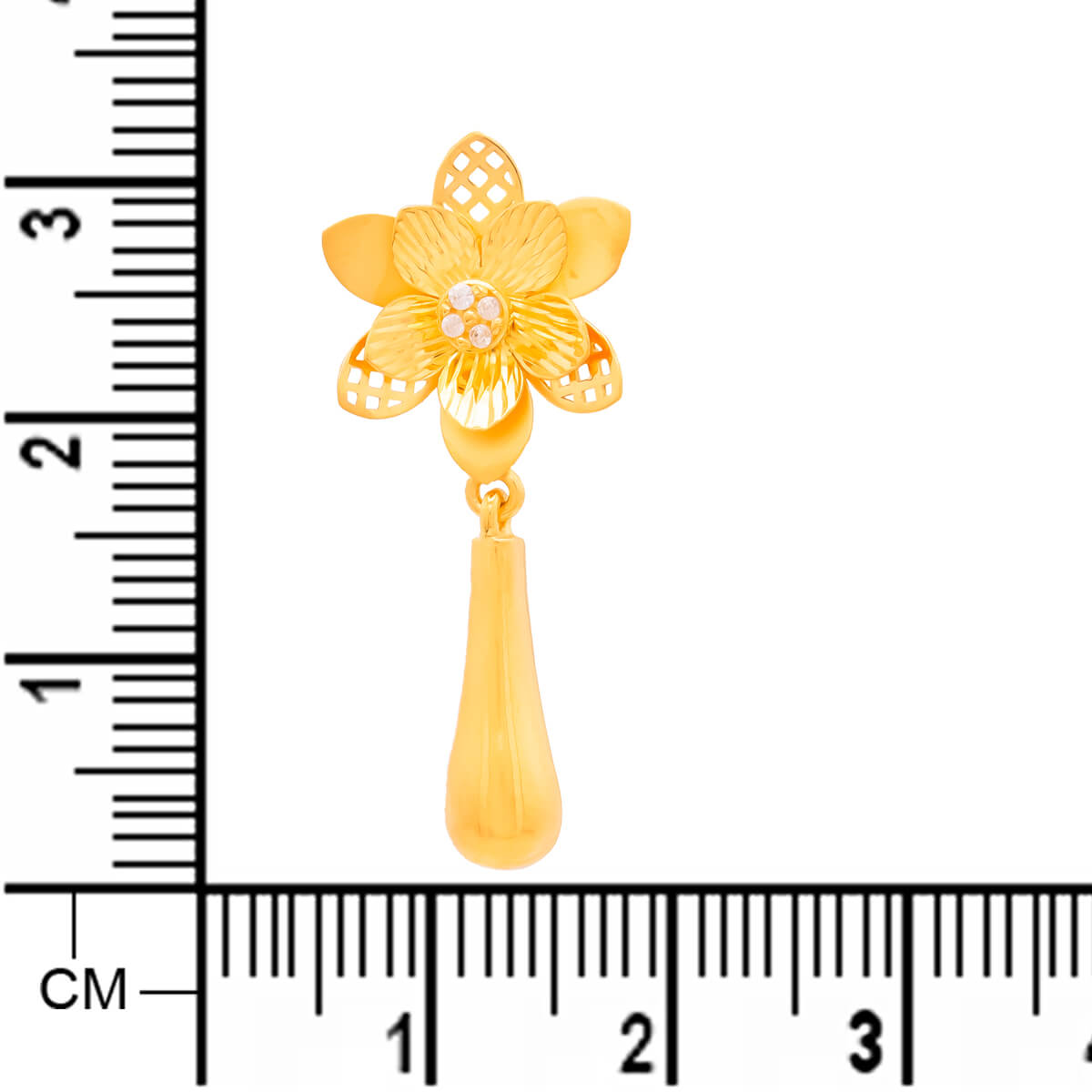Charming 22K Gold Dangler Earrings with Floral Design