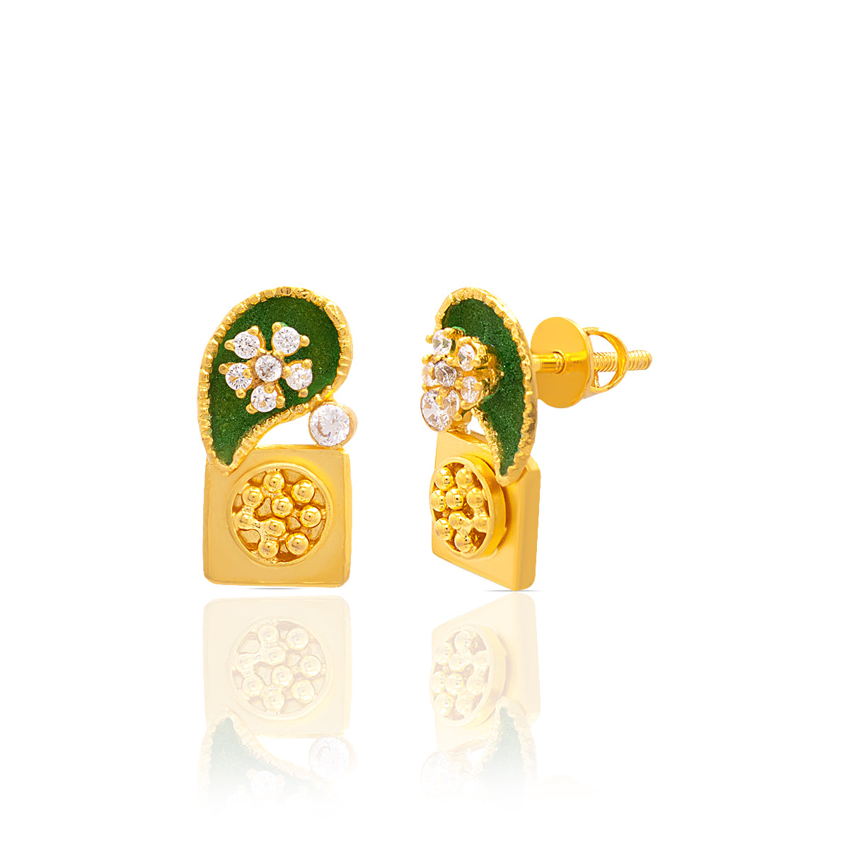 Lightweight Floral Beauty 22K Gold Studs