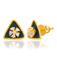 Petite Triangular Charm Gold Studs 22K