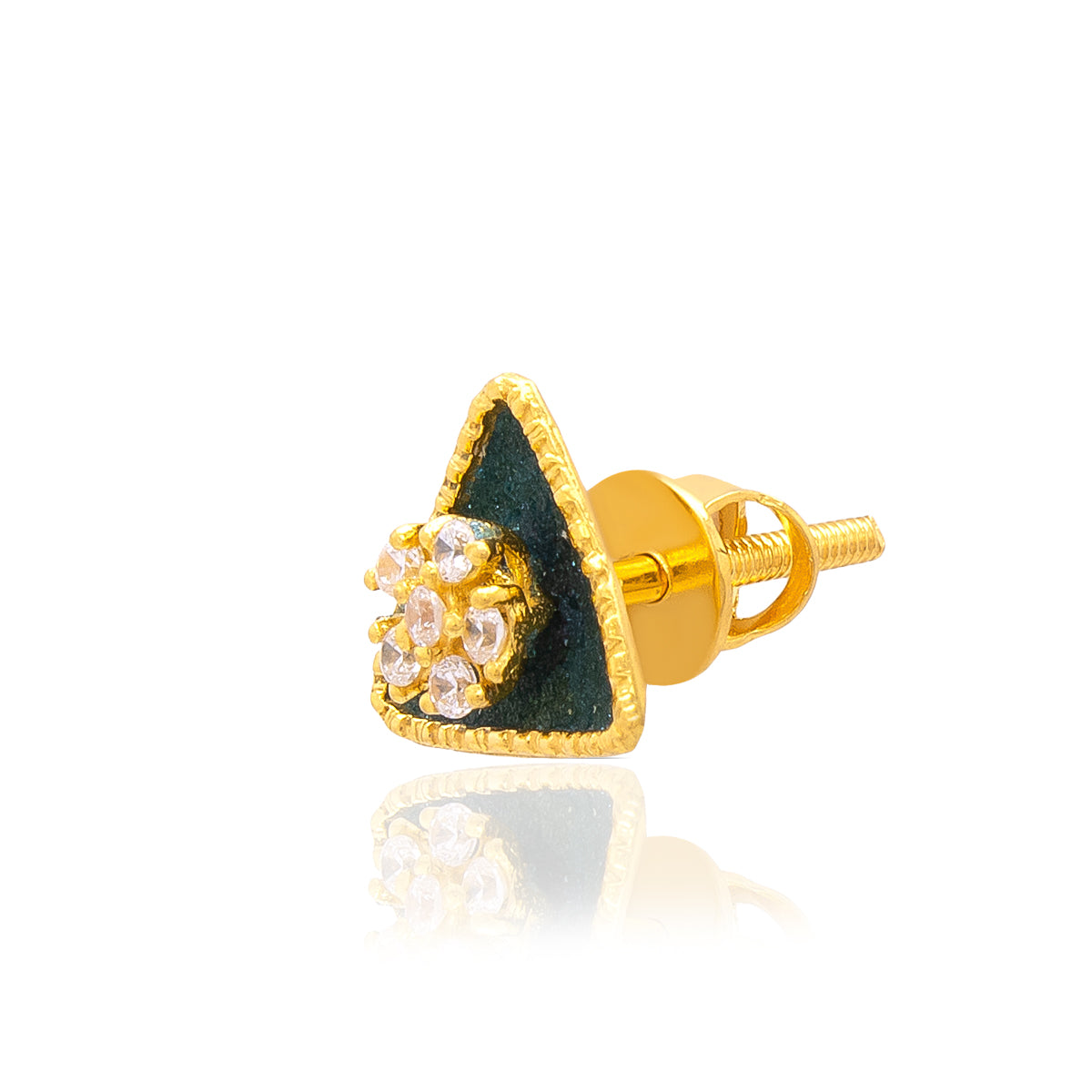 Petite Triangular Charm Gold Studs 22K