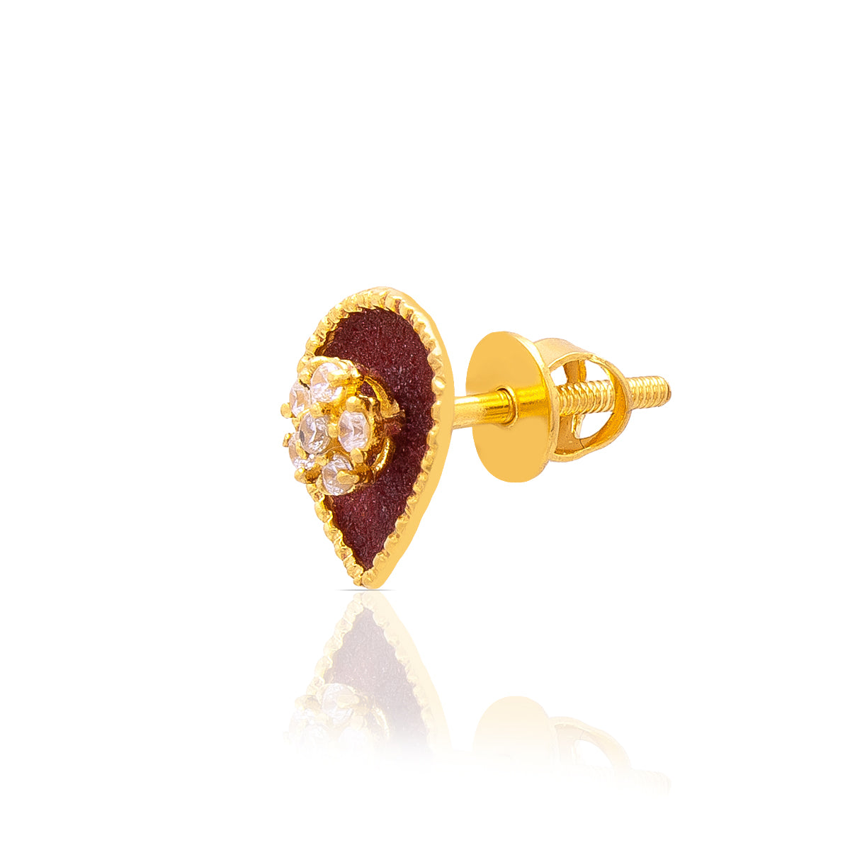 Floral Pattern 22K Gold Stud Earrings for Every Day