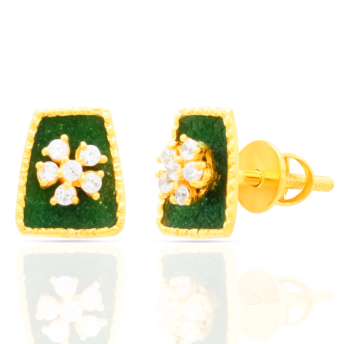 Floral Charm 22K Gold Stud Earrings