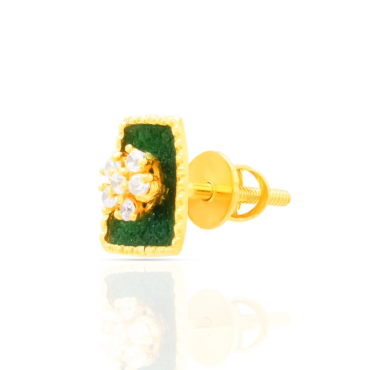 Floral Charm 22K Gold Stud Earrings