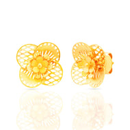 22K Graceful Floral Gold Stud with Jhali Motif