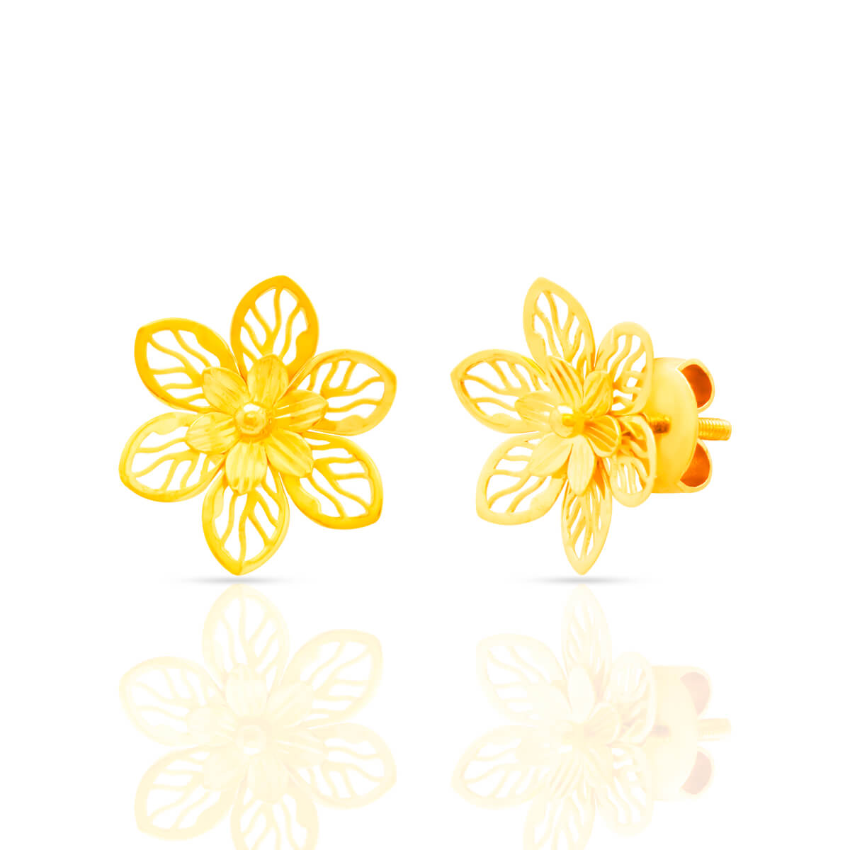Flower Blossom Gold Studs in 22K