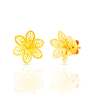 Flower Blossom Gold Studs in 22K