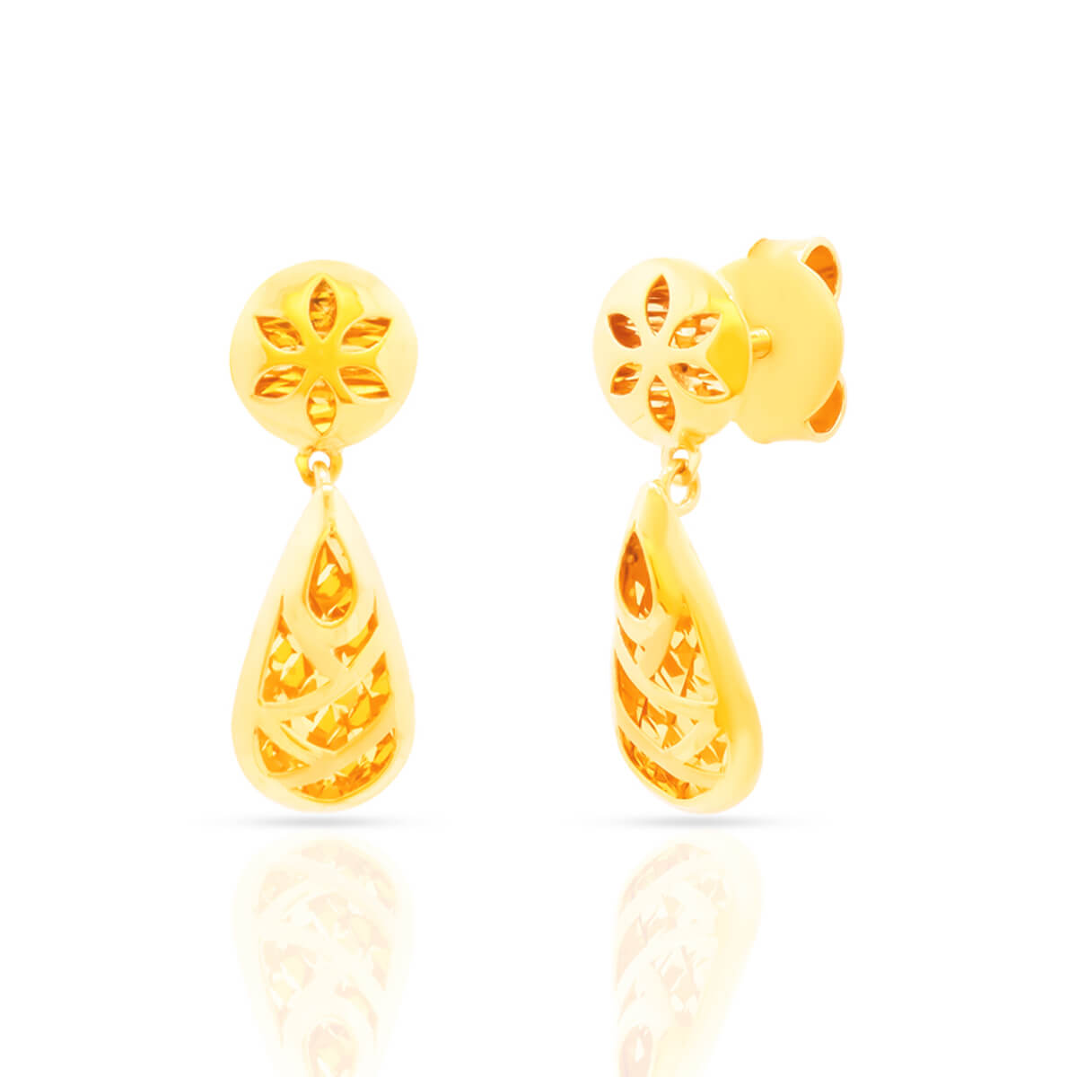 Chic 22K Gold Floral Danglers