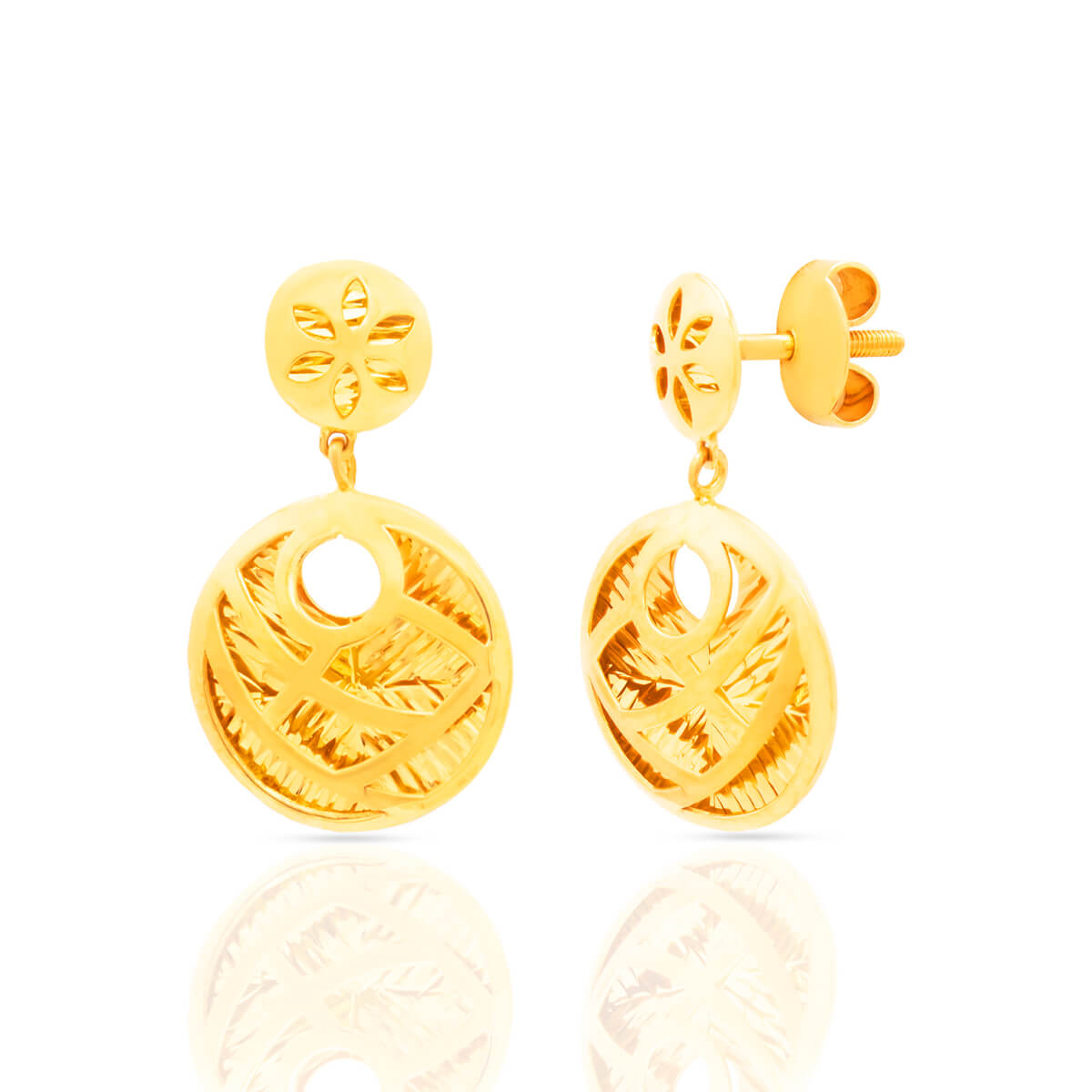 Modern Floweret Elegance 22K Gold Danglers