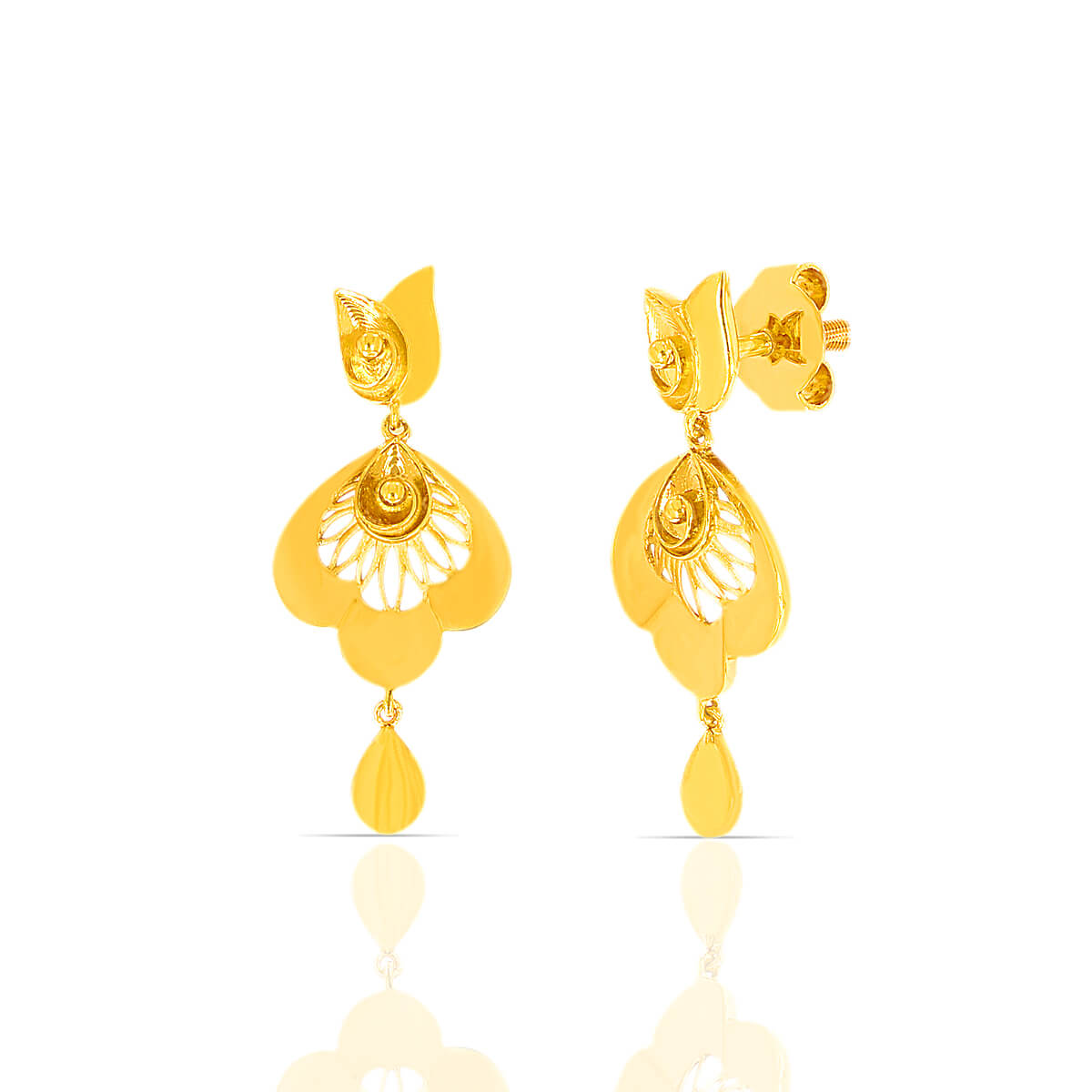 Dainty Flora Jhali Gold Danglers 22K