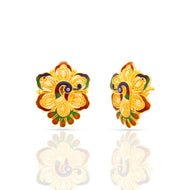 Enchanted Peacock Motif gemstone 22K Gold Studs