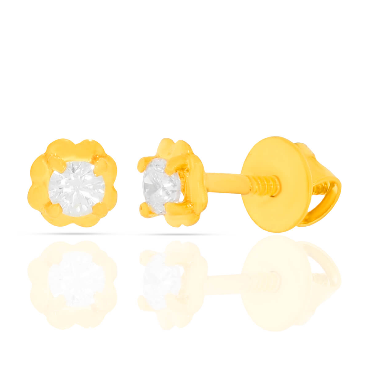 Dazzling Floral Stud Earrings In 22K Gold