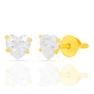 Sparkling Heart Studs In 22K Gold