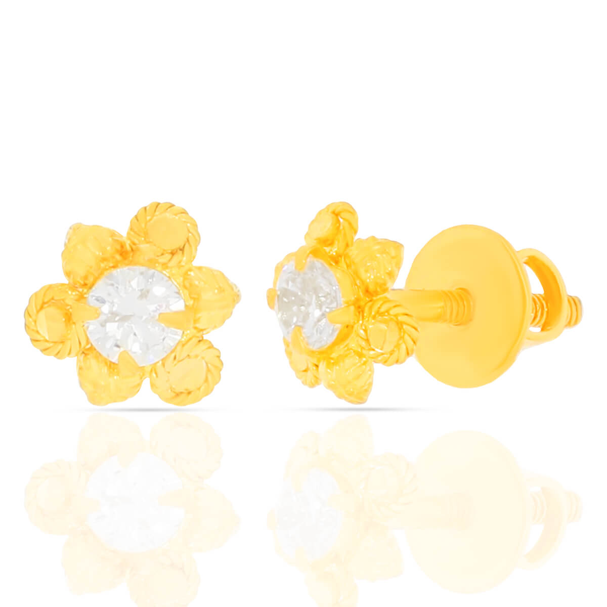 22K Gold Studs With Floral Grace