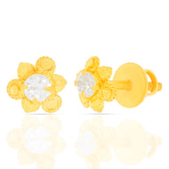 22K Gold Studs With Floral Grace