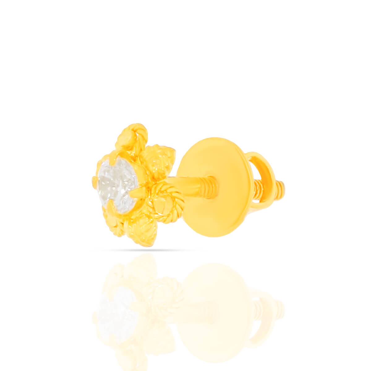 22K Gold Studs With Floral Grace