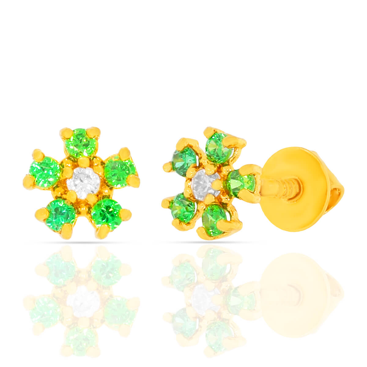 Radiant Floral Stud Earrings In 22K Gold