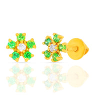 Radiant Floral Stud Earrings In 22K Gold