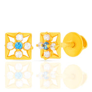 22K Dazzling Square Gold Stud Earrings