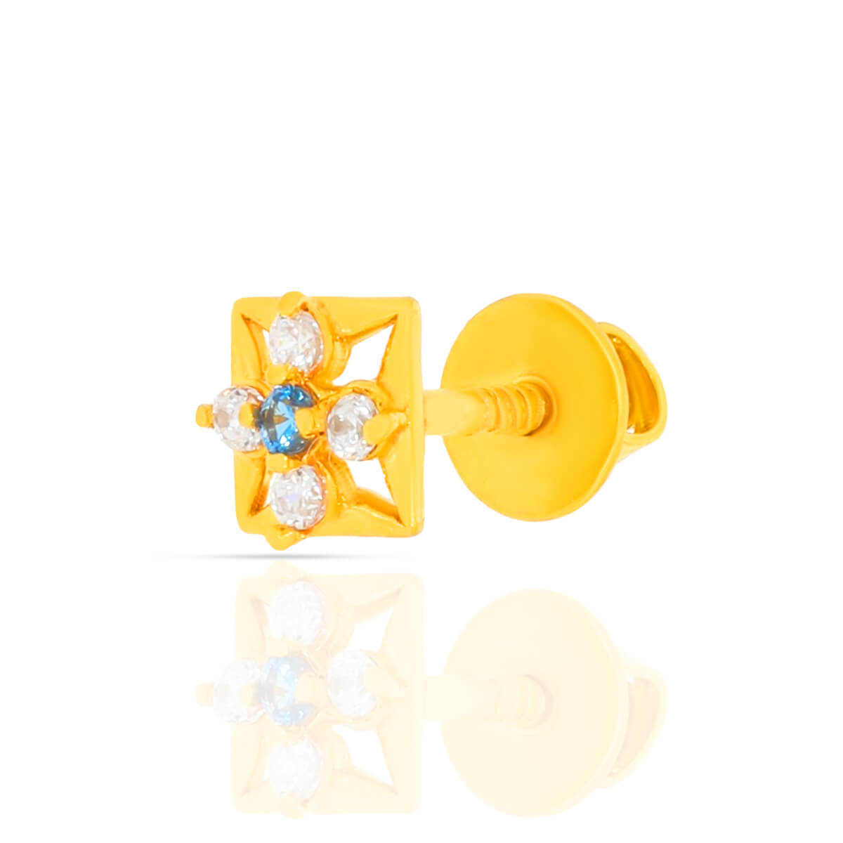 22K Dazzling Square Gold Stud Earrings