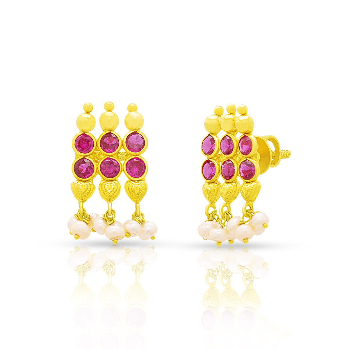 Simple Rosy Grace Gold Studs 22K