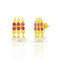 Simple Rosy Grace Gold Studs 22K