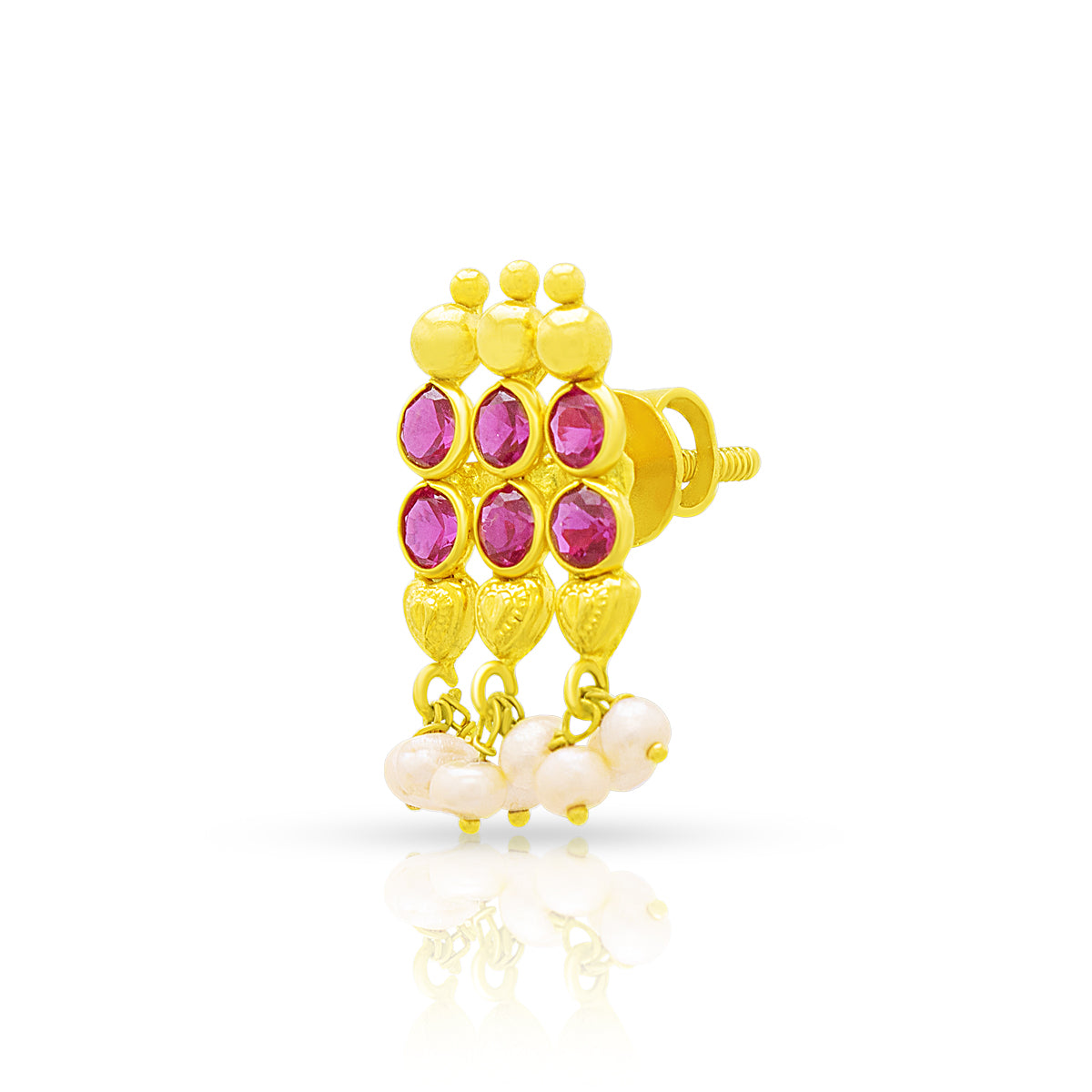 Simple Rosy Grace Gold Studs 22K