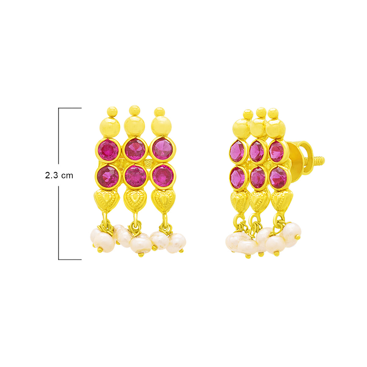 Simple Rosy Grace Gold Studs 22K