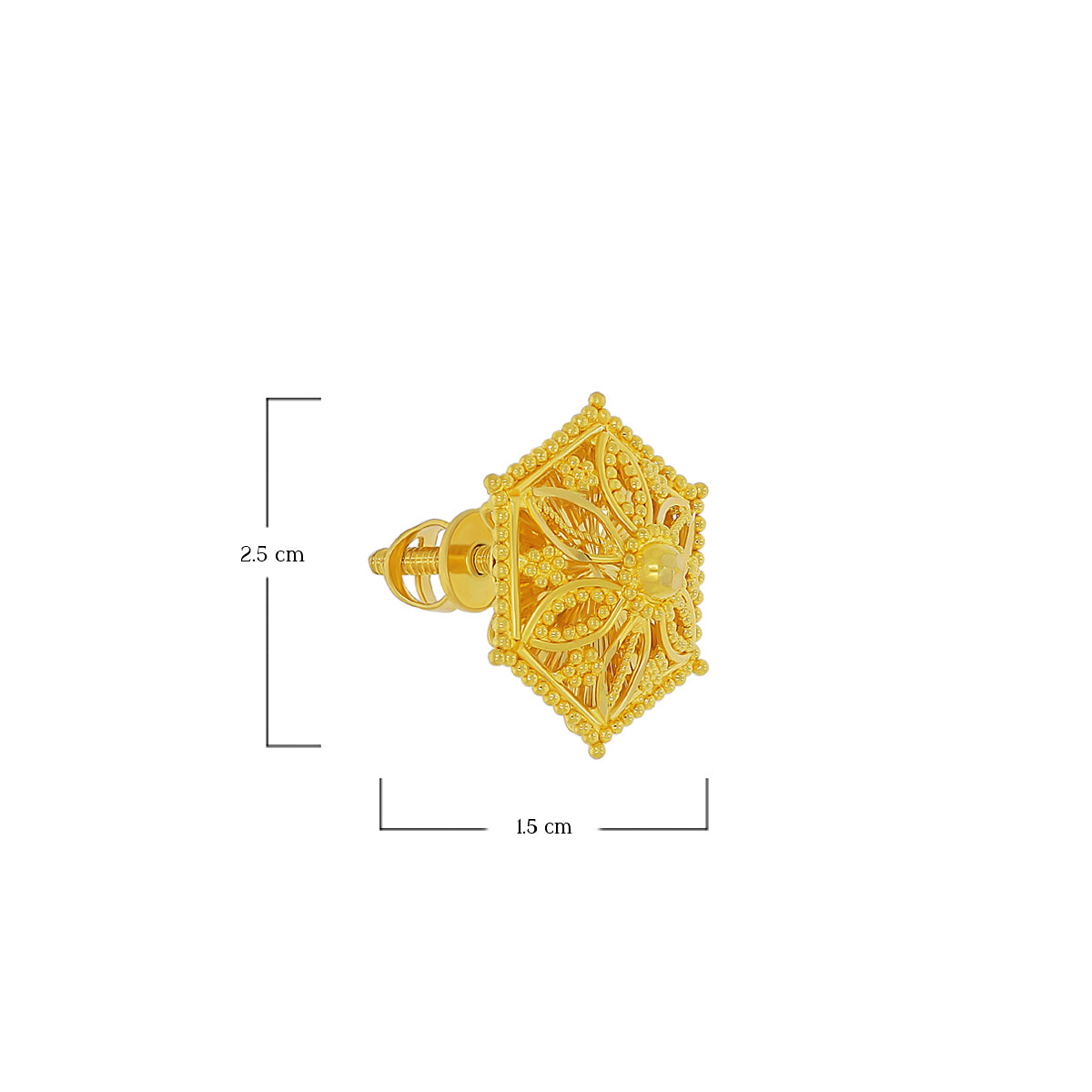 Bold Hexa Flora Gold Studs 22K
