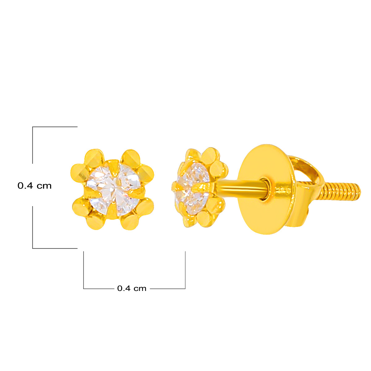 Petite Dazzle Gold Studs 22K