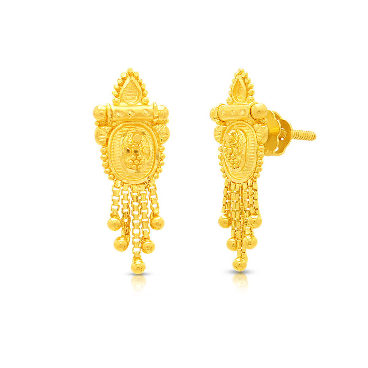 Classy Marvel 22K Gold Danglers