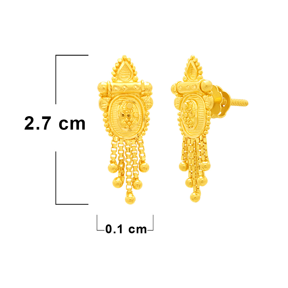 Classy Marvel 22K Gold Danglers