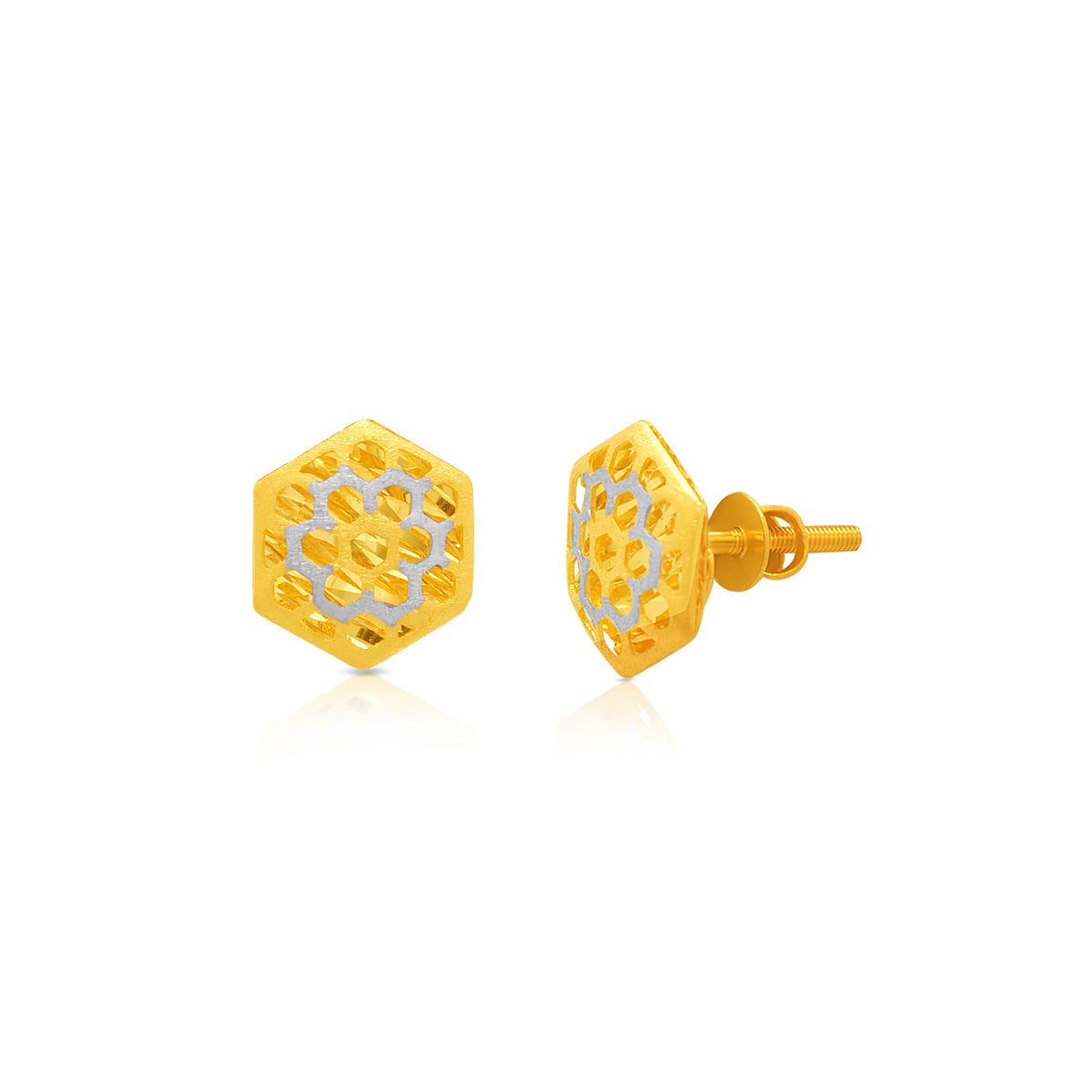 Dainty Hexa Bloom 22K Gold Studs