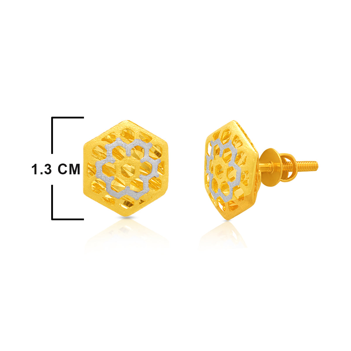 Dainty Hexa Bloom 22K Gold Studs
