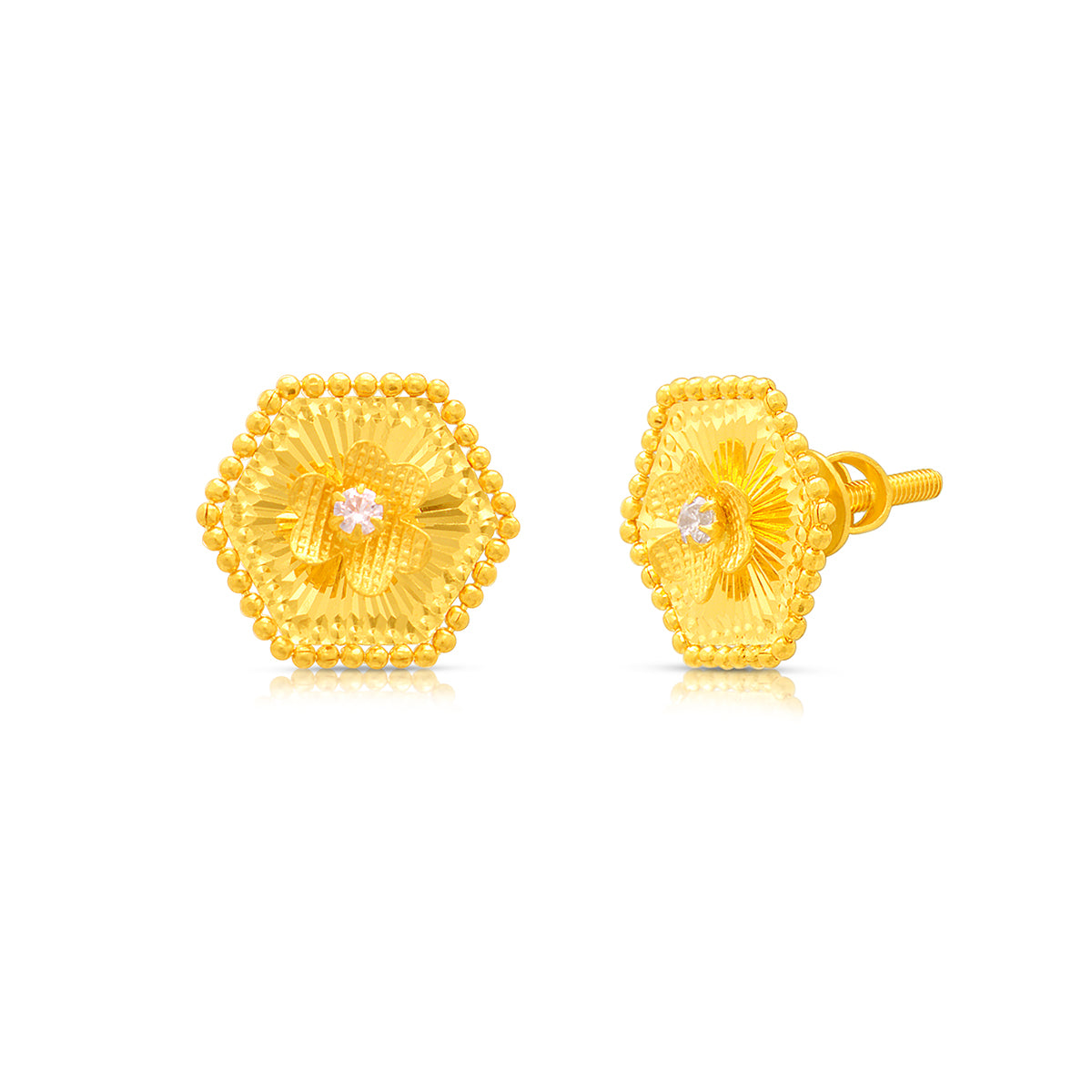 Hexa Blossom 22K Gold Studs