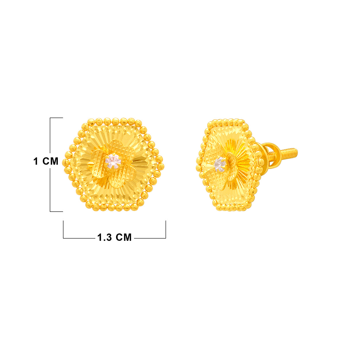 Hexa Blossom 22K Gold Studs
