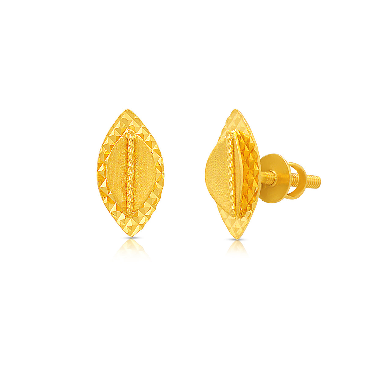 Lustrous Gold Leaf Studs 22K