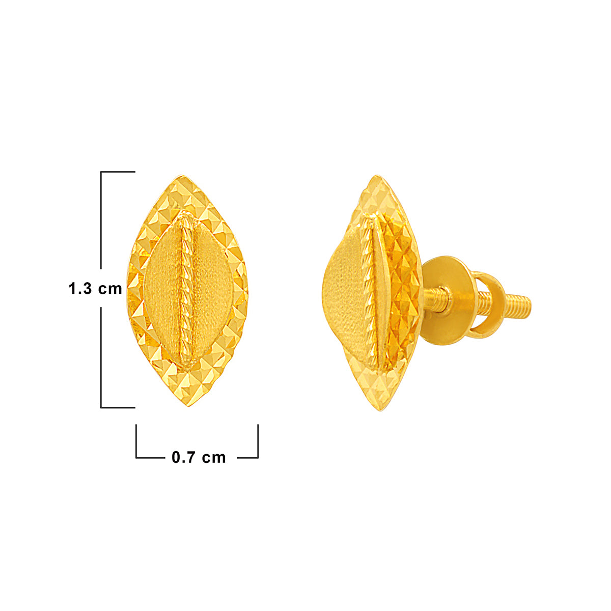 Lustrous Gold Leaf Studs 22K