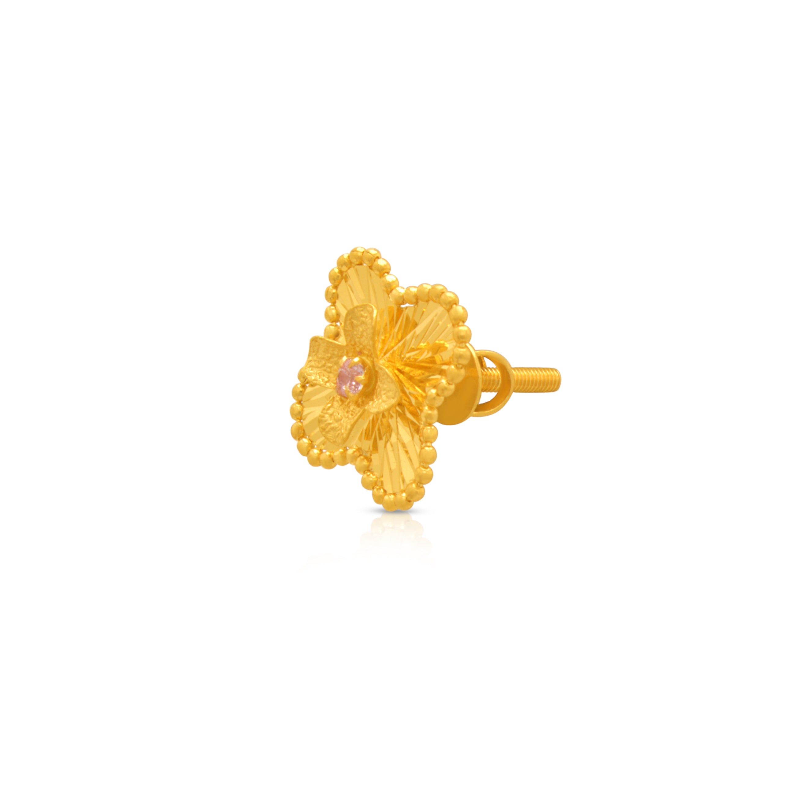 Enticing Floral Charm 22K Gold Studs