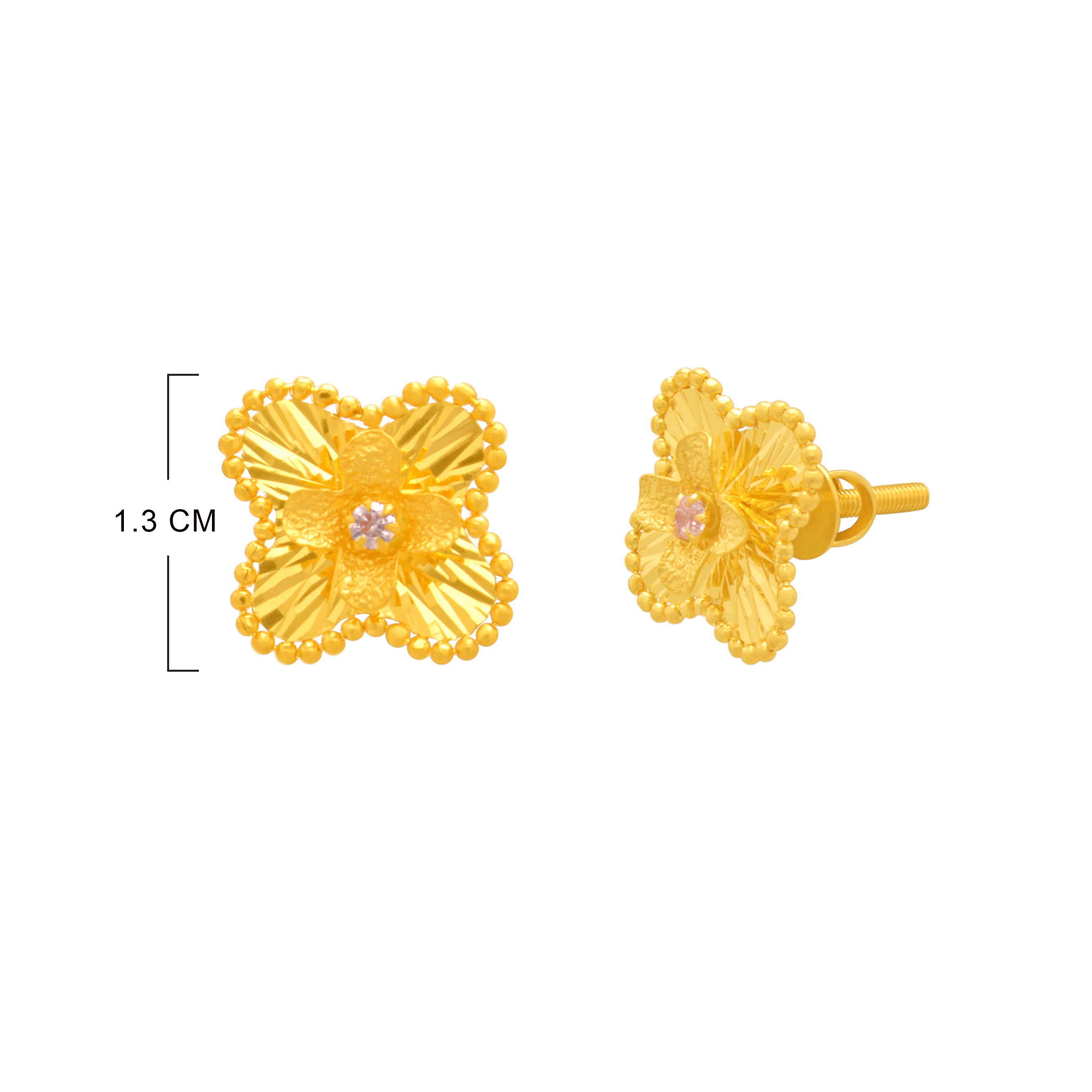 Enticing Floral Charm 22K Gold Studs