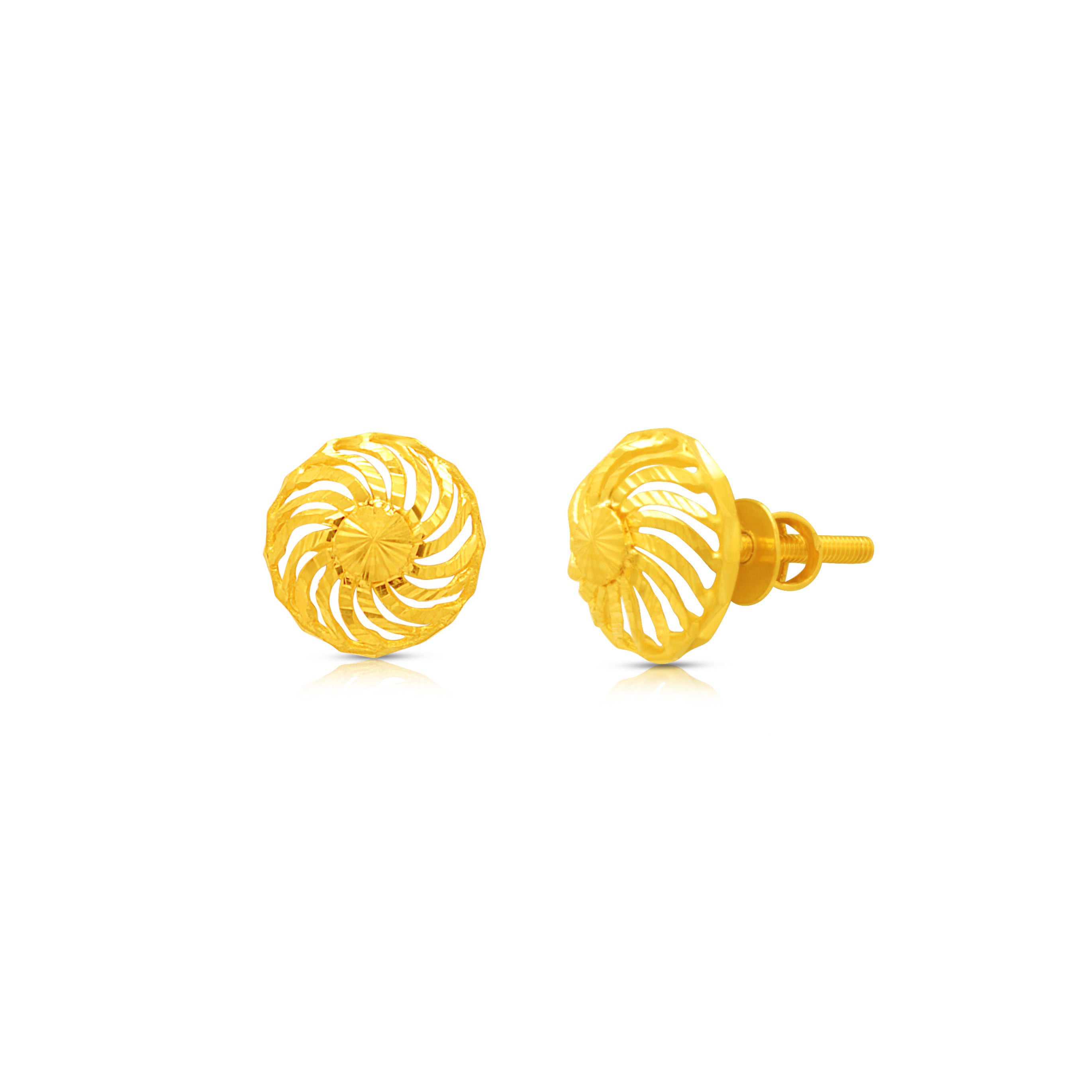 Spiral Blossom 22K Gold Studs