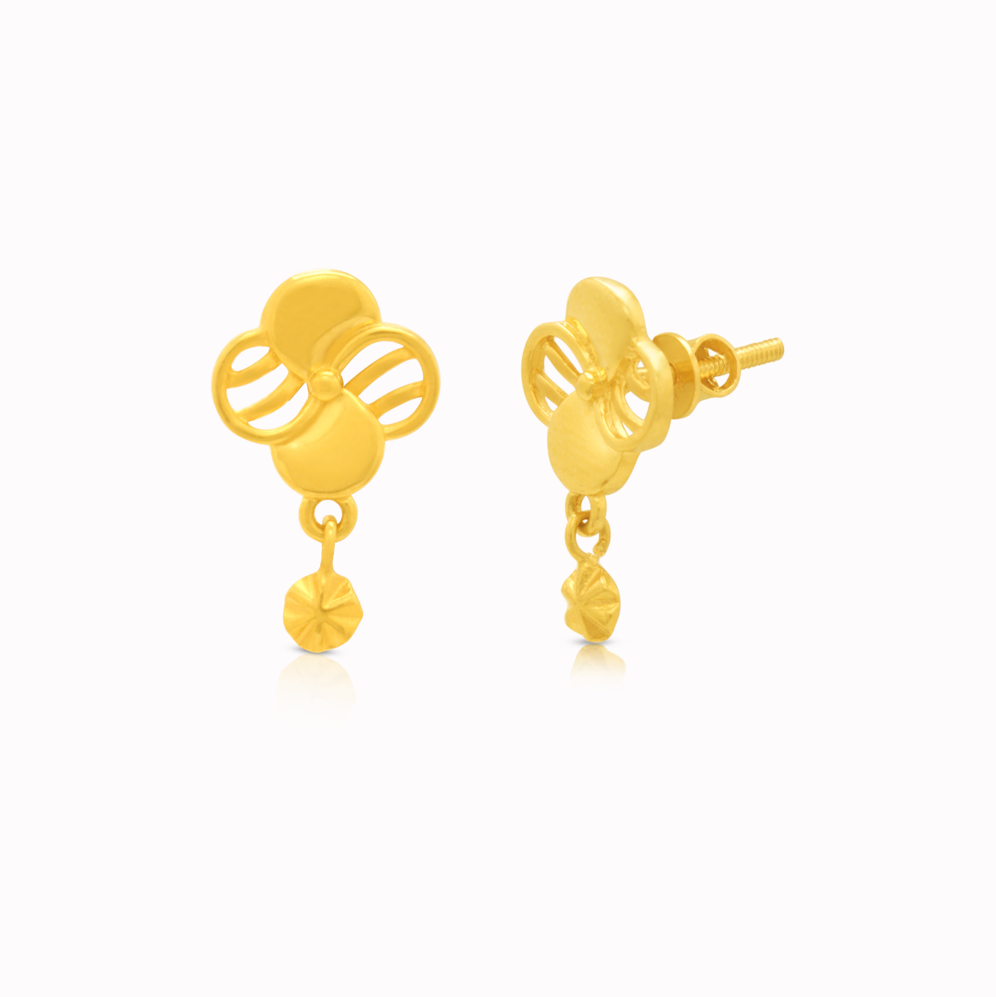Graceful Petal Bloom 22K Gold Danglers