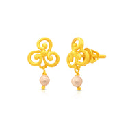 Enticing Swirl 22K Gold Clover Danglers