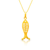 Glossy Groove 22K Gold Pendant