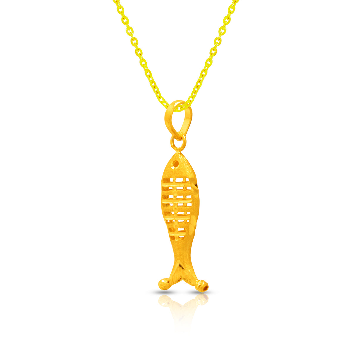 Glossy Groove 22K Gold Pendant
