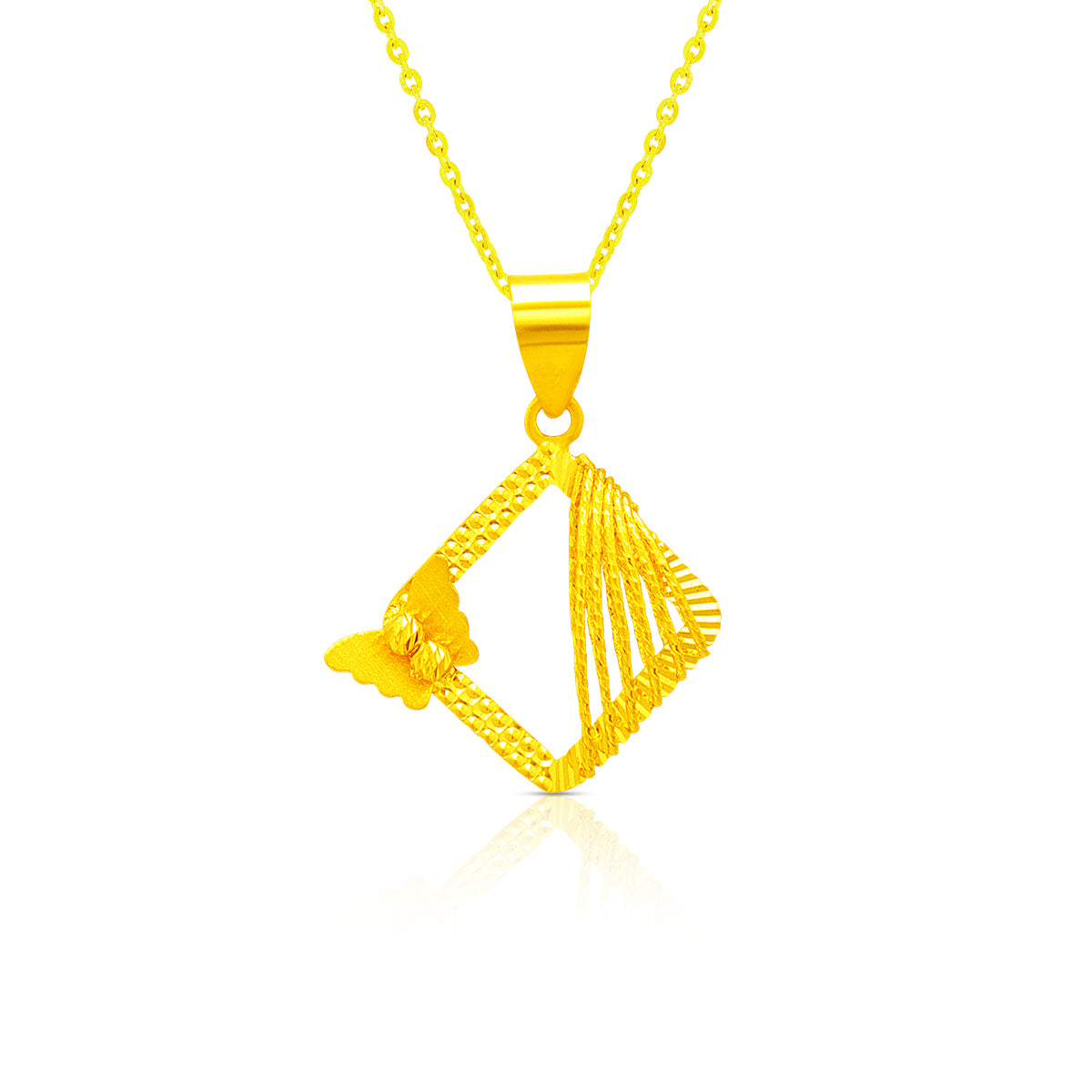 Bold Glow Butterfly Gold Pendant 22K