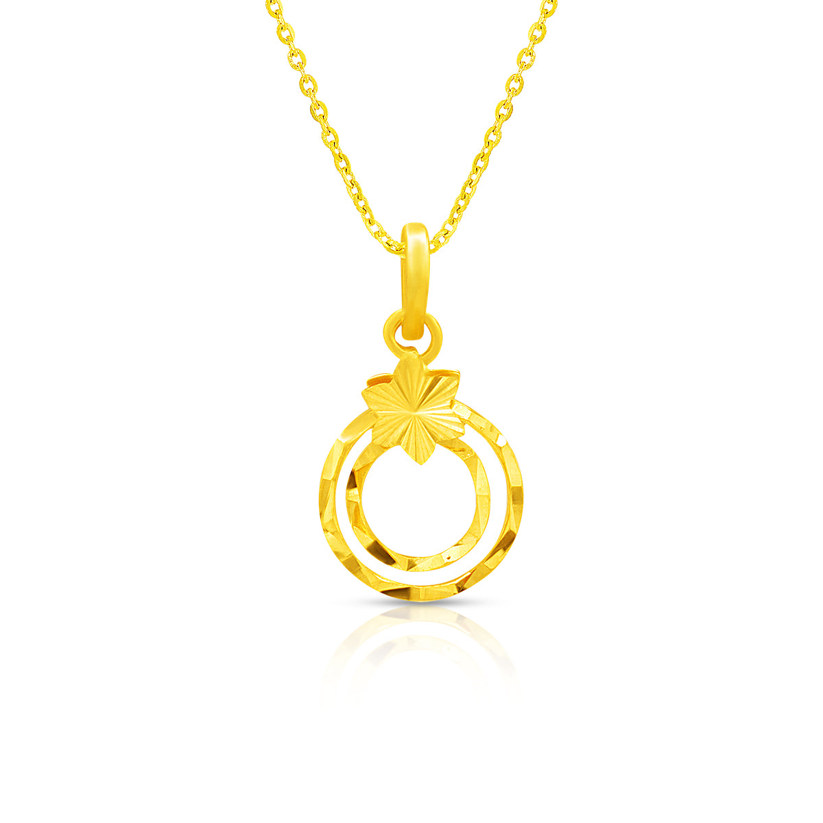 Geaming Poslished Orbs Gold Pendant 22K