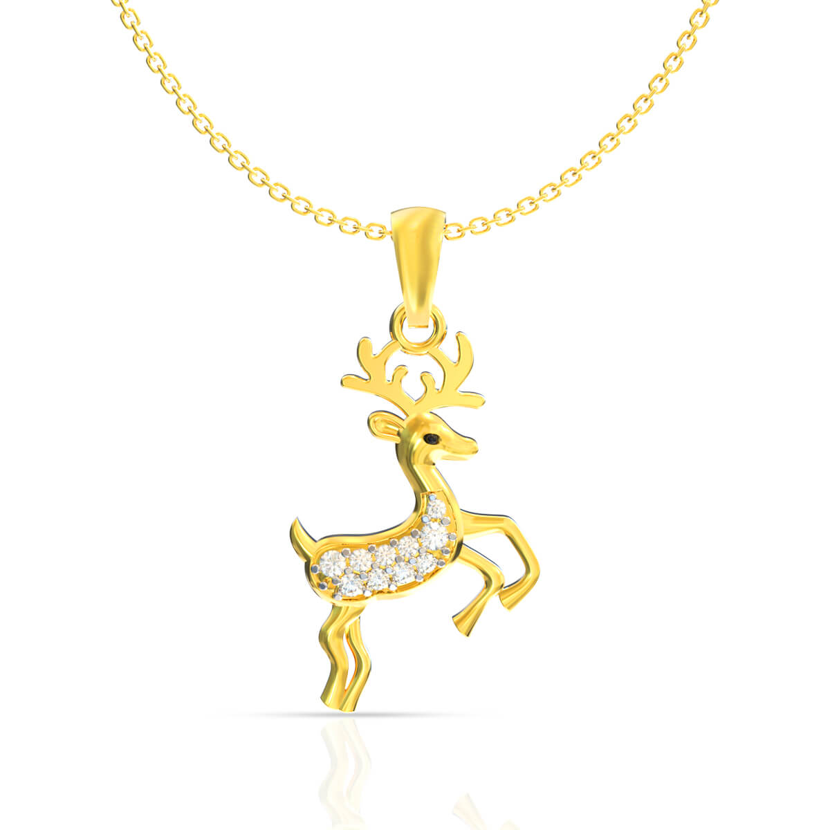 Shinny Reindeer Gold Pendant