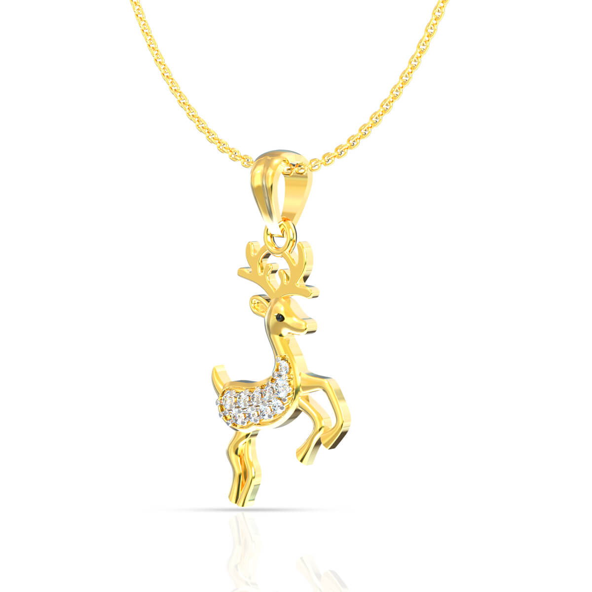 Shinny Reindeer Gold Pendant
