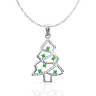 Stunning Christmas Tree White Gold Pendant